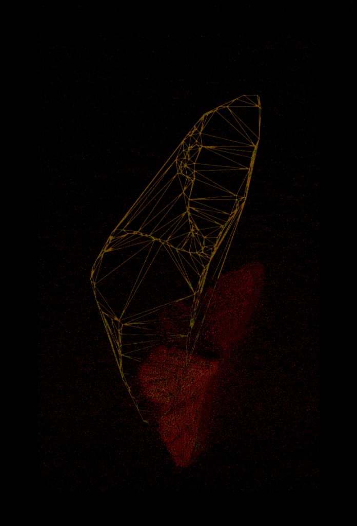 Degas' moth redrawn using hough lines & Delaunay Triangulation.